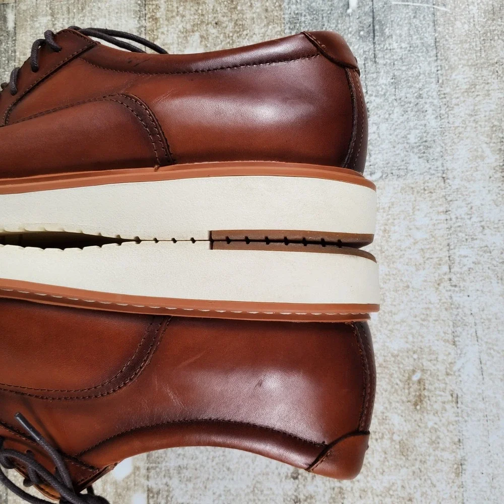 Nordstrom Rack Mens Oxford Sz 13 M Cognac Leather Casual Lace Up Plain Toe